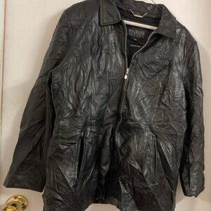 Wilson Leather jacket black zip quilted lining sZ 2x